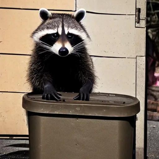 Image similar to raccoon in a leather jacket and playing guitar in a dumpster