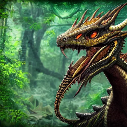 Image similar to a jungle dragon, photorealistic hd image