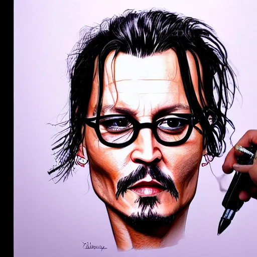 Prompt: a finely detailed caricature illustration of johnny depp, artstation, 4k