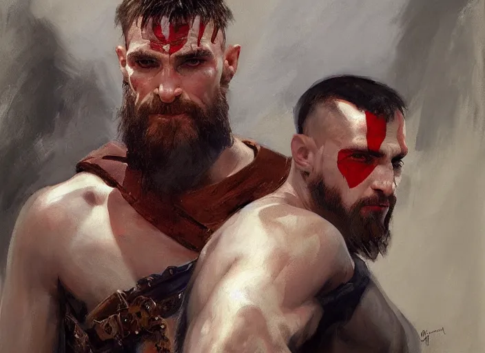 Prompt: a highly detailed beautiful portrait of cillian murphy as kratos, by gregory manchess, james gurney, james jean