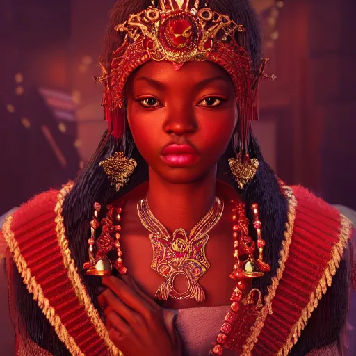 Image similar to wonderful princess of ruby with dark skin, ornate 8 k gorgeous intricate detailed, accent lighting, dramatic light, octane render