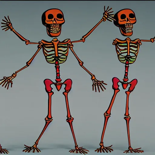 Prompt: dancing skeleton cha - cha. early 9 0 s 3 d animation, hosted on geocities