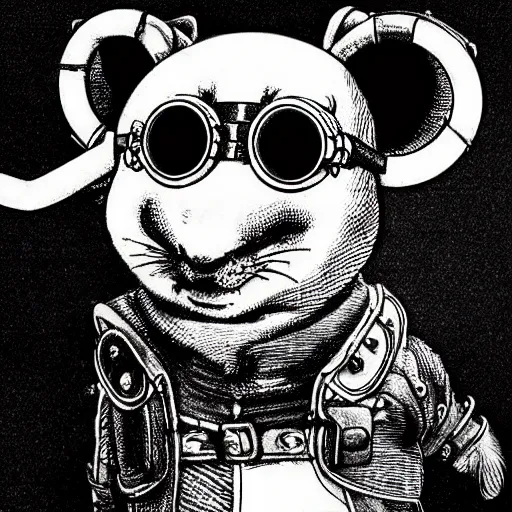 Image similar to a rat with steampunk googles, by Akira Toriyama