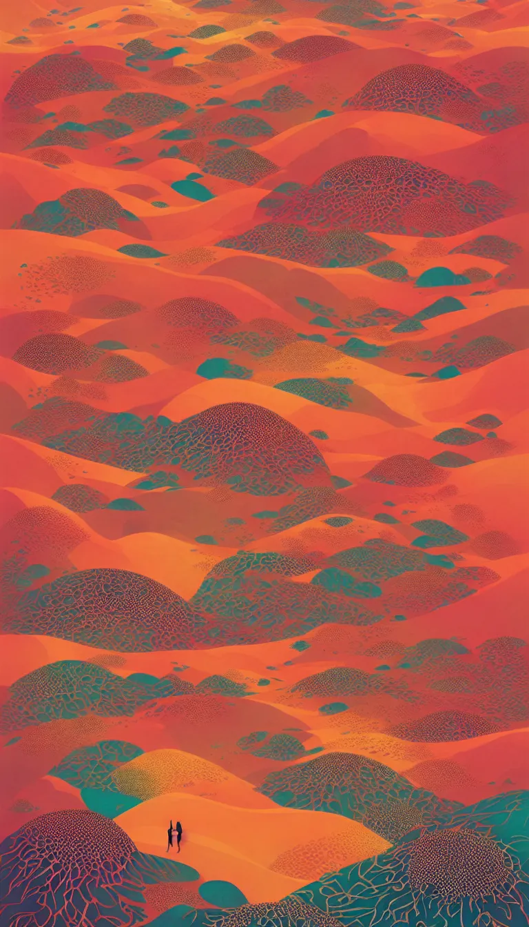 Prompt: saharan desert by victo ngai