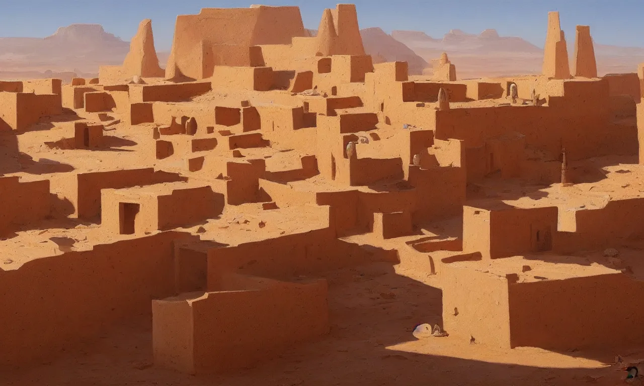 Image similar to a beautiful ghardaia landscape, concept art, intricate detail, volumetric shadows and lighting, realistic oil painting,