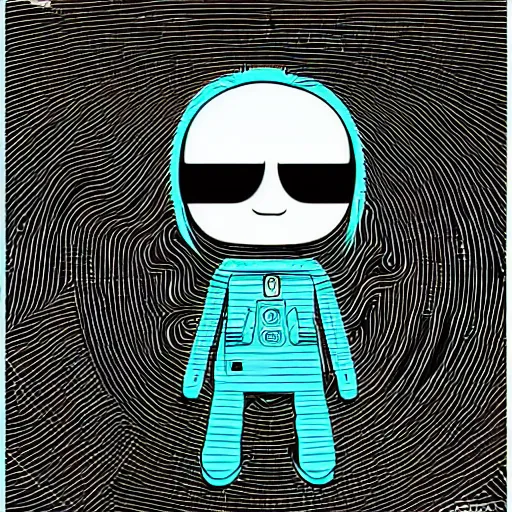 Image similar to paranoid android, line vector Art