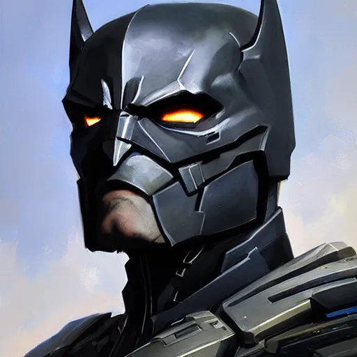 Image similar to greg manchess portrait painting of fully armored bruce wayne aka batman as overwatch character, medium shot, asymmetrical, profile picture, organic painting, sunny day, matte painting, bold shapes, hard edges, street art, trending on artstation, by huang guangjian and gil elvgren and sachin teng