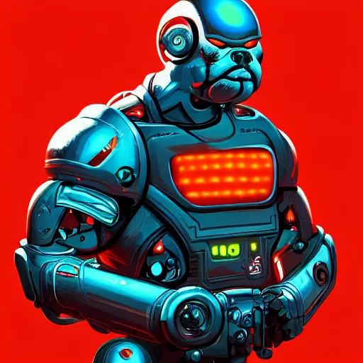 Prompt: cyborg bulldog comic style concept art, elegant, colorful, highly detailed, digital painting, artstation, concept art, illustration