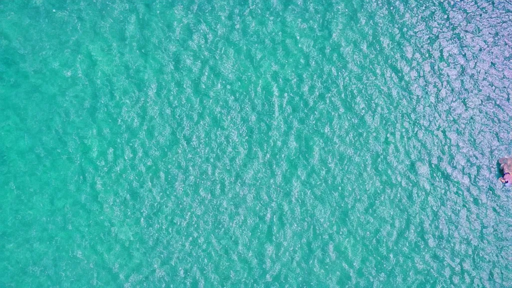 Image similar to ocean, clear water, octopus silhouette at depth, bird eye view, aerial view, drone photography, fear, mesmerizing, blue sea, glare on the water, reflection of the sky on the water, art by google earth,