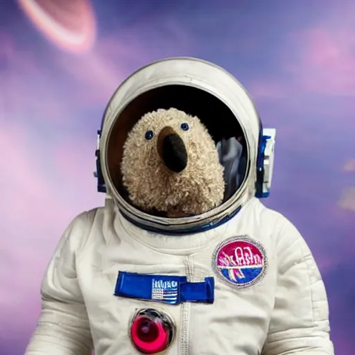 Image similar to a womble in space in a spacesuit