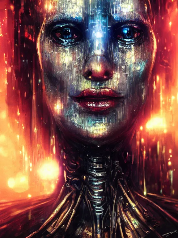 Prompt: portrait art of 8k ultra realistic retro futuristic mummy, lens flare, atmosphere, glow, detailed,intricate,blade runner, cybernetic, full of colour, cinematic lighting, trending on artstation, 4k, hyperrealistic, focused, extreme details,unreal engine 5, cinematic, masterpiece, art by ayami kojima, giger