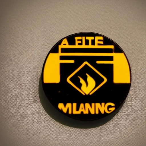 Image similar to a photo of a retro 1 9 7 0 s minimalistic clean fire warning label enamel pin, no text, studio lighting, behance