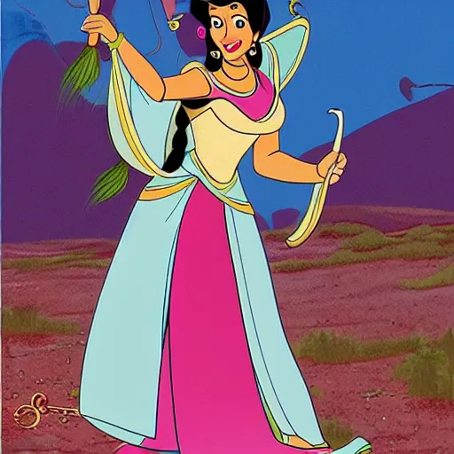 Prompt: princess Jasmine as a hillbilly,