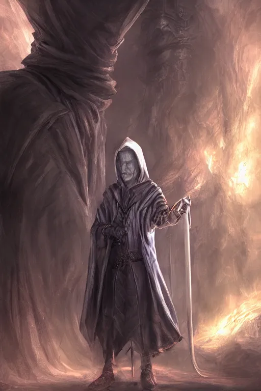 Image similar to joe biden as a hooded arch mage, character art, by artgem, by yoshitaka amano, dark atmosphere, volumetrics, digital art, highly detailed