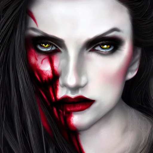 Prompt: the vampire woman portrait, fantasy art, concept art, photorealistic, highly detailed,