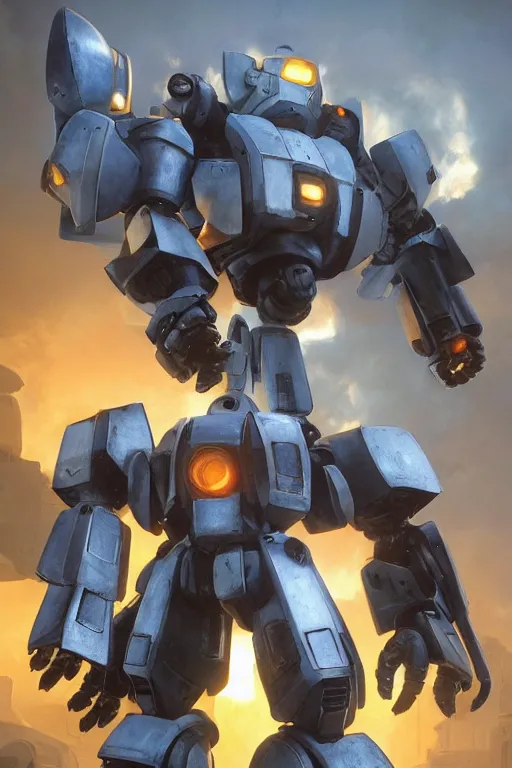 Image similar to mechwarrior 5 : mercenaries mech megaman transformer robot boss tank engine game octane render, 4 k, hd 2 0 2 2 3 d cgi rtx hdr style chrome reflexion glow fanart, global illumination ray tracing hdr fanart arstation by ian pesty by jesper ejsing pixar and disney unreal zbrush central hardmesh