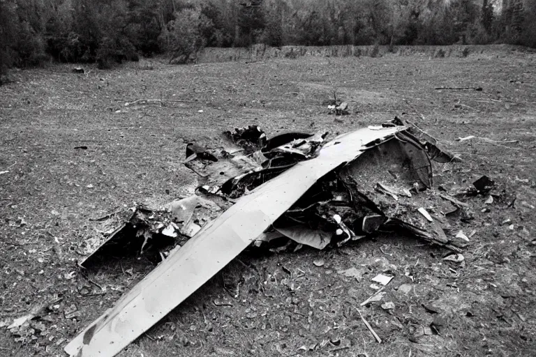 Prompt: crush site of an airplane, photo by Chris McCaw,