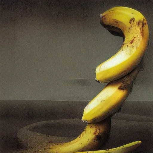 Image similar to corrupted banana made by Zdzislaw Beksinski