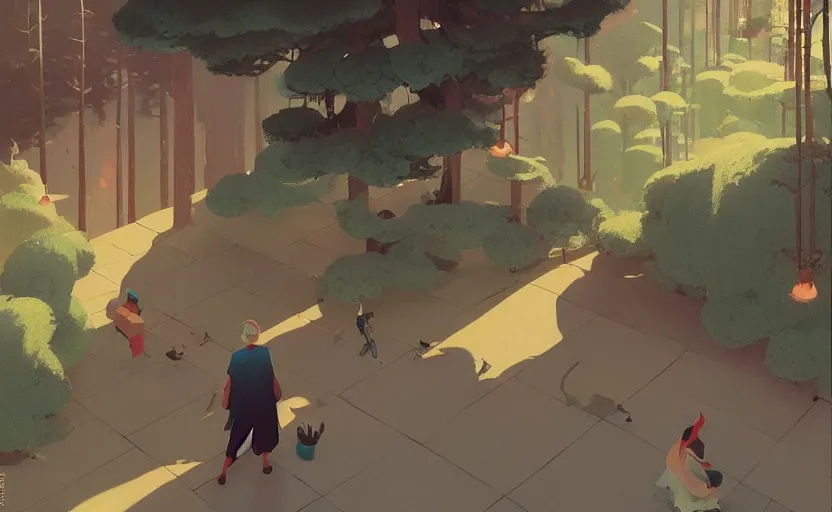 Image similar to an asian peaceful mythical magical scene illustration by atey ghailan and escher and edward hopper