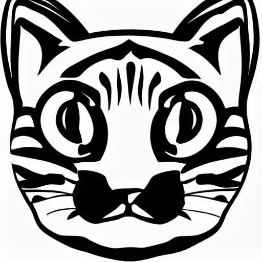 Prompt: minimalistic cat face with black color vector image black and white transparent background,