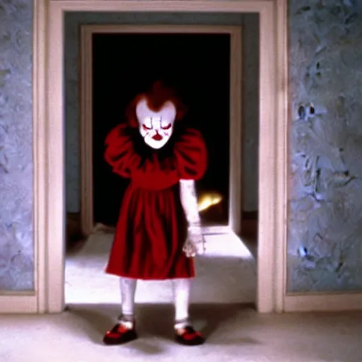Image similar to movie still of Pennywise in The Shining