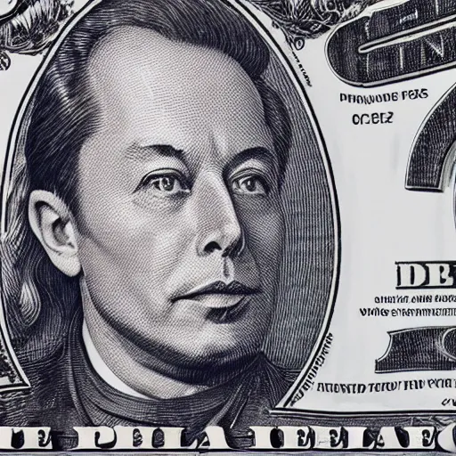 Image similar to Elon musk on the Mars Dollar bill