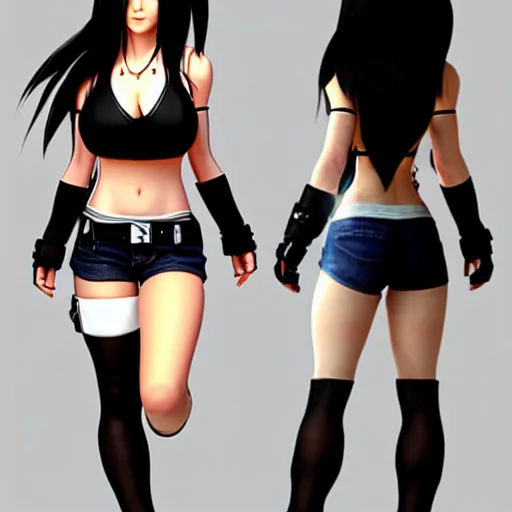 Image similar to full body concept of tifa lockhart, trending on artstation