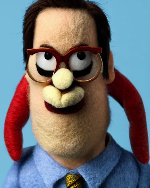 Image similar to david wallace as a muppet. highly detailed felt. hyper real photo. 4 k.