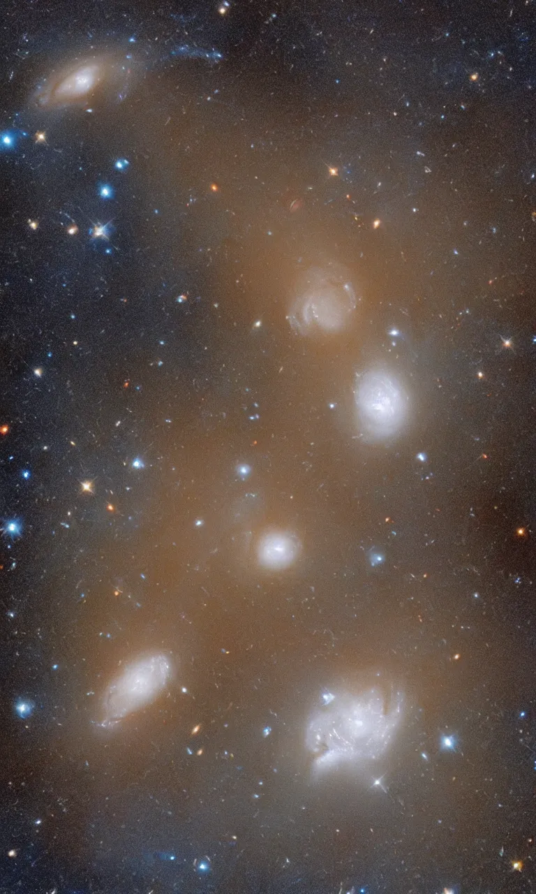 Image similar to a galaxy resembling a raccoon, view from Hubble telescope