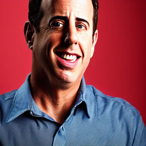 Prompt: A headshot portrait taken with a 85mm lens of Jerry Seinfeld crying