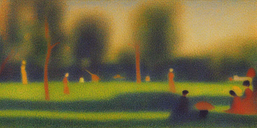 Prompt: beautiful landscape by Georges Seurat