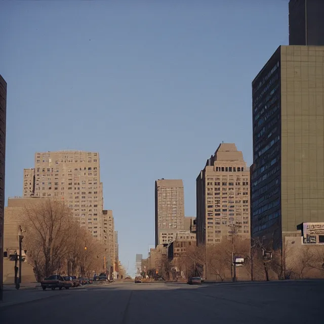 Prompt: downtown winnipeg, manitoba, photo by william eggelston