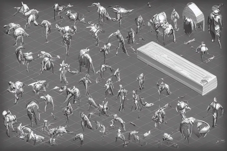 Image similar to diceling king,in the style of Dan Adkins and Kevin Wasden and johan grenier,trending on artstation, copious lighting isometric view,creature concept art,Fantastic Planet ,black and white,Pride & Prejudice ,positivism ,