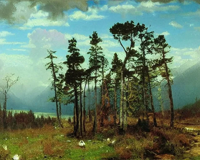 Prompt: painting by albert bierstadt and viktor vasnetsov