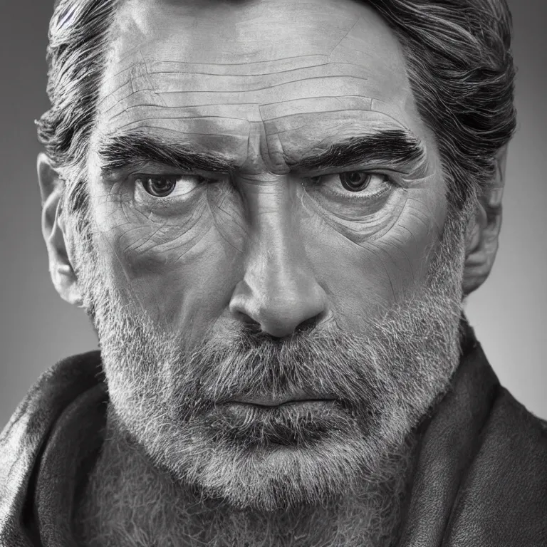 Prompt: studio photograph of hyperrealistic accurate portrait sculpture of timothy dalton, beautiful symmetrical!! face accurate face detailed face realistic proportions, made of stained glass and silicone on a pedestal by ron mueck and matthew barney and greg rutkowski, hyperrealism cinematic lighting shocking detail 8 k