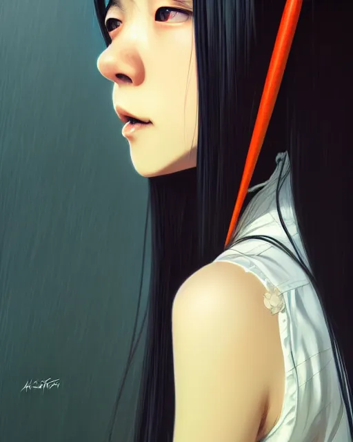 Image similar to a comic portrait of a japanese horror girl, fine - face, realistic shaded perfect face, fine details. night setting. very anime style. realistic shaded lighting poster by ilya kuvshinov katsuhiro, magali villeneuve, artgerm, jeremy lipkin and michael garmash, rob rey and kentaro miura style, trending on art station