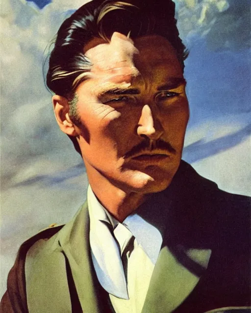 Prompt: Errol Flynn as a scientist. 1980s dystopian Soviet Russia, propaganda screens. Fantasy art by Greg Rutkowski, Gustave Courbet, Rosa Bonheur, Edward Hopper. Faithfully depicted facial expression, perfect anatomy, sharp focus, global illumination, radiant light, detailed and intricate environment, trending on ArtStation