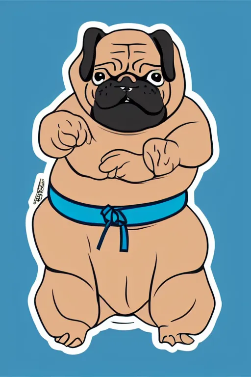 Image similar to Sumo wrestler pug, sticker, colorful, illustration, highly detailed, simple, smooth and clean vector curves, no jagged lines, vector art, smooth