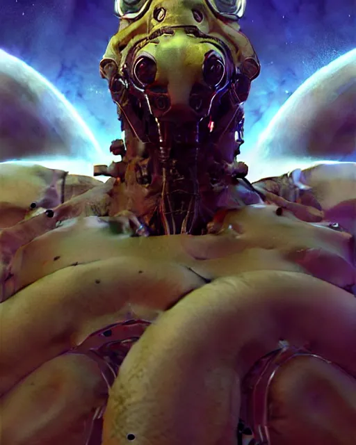 Image similar to Full shot of a venus squid monster astronaut defined facial features, intricate abstract. cyberpunk, symmetrical facial features. By Richard Corben By Ruan Jia and Artgerm and Range Murata and WLOP and Ross Tran and William-Adolphe Bouguereau and Beeple. Key Art. Fantasy Illustration. award winning, Artstation, intricate details, realistic, Hyperdetailed, clean ink detailed line drawing, 8k resolution.