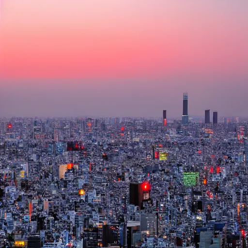 Image similar to The skyline of Tokyo at sunset, photograph, high-resolution, hot on 500px