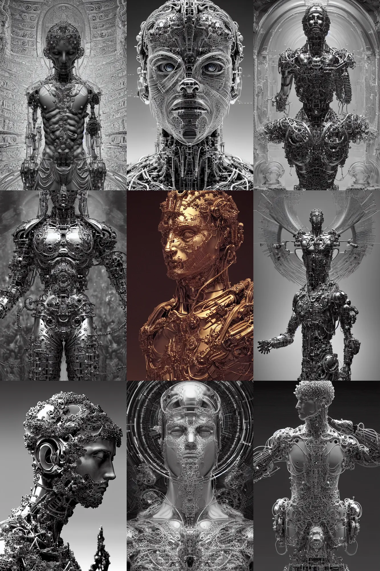 Prompt: vibrant ultra clear sculpture of beautiful cyborg roman god meditation, cat's ears position by laurie greasley gustave dore ron english, cybernetics, low contrast, cinematic dramatic lighting, hyper realistic detailed intricate render, hypermaximalist, ornate, epic composition, 4 k 8 k, cryengine octane blender, sharp focus, concept art, masterpiece