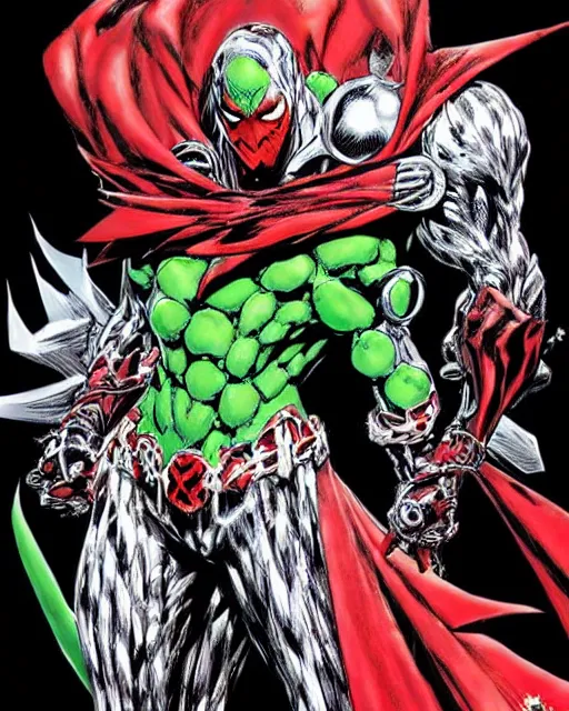 Image similar to Spawn from DC comics by Yoshitaka Amano