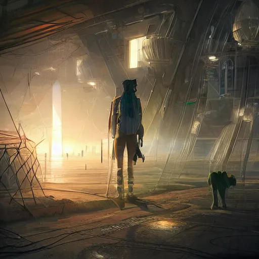 Image similar to solarpunk human, cgsociety, ArtStation