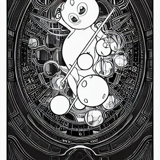 Image similar to clean simple line art of a bubble bobble, no background. well composed, clean coloring book page. coloring book line art by artgerm and greg rutkowski and alphonse mucha