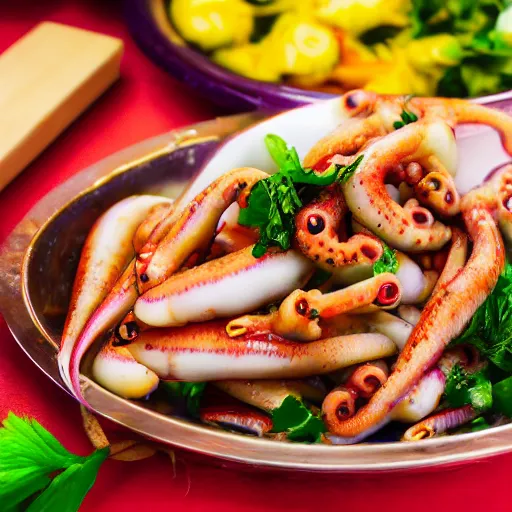 Image similar to pichacu cooks a squid, photo, detailed, 4k