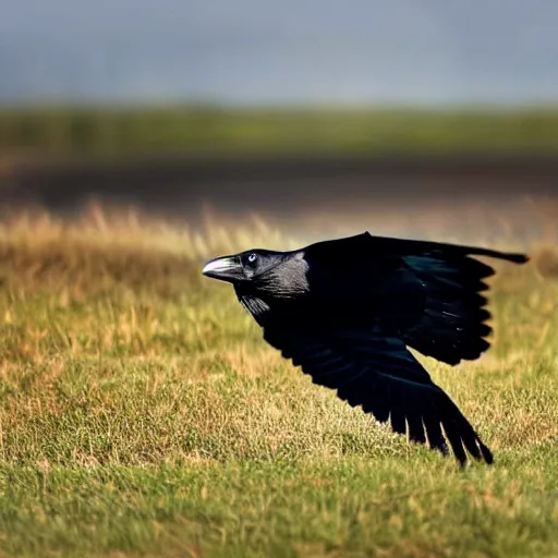 Prompt: a very HD and realistic photo of a crow flying over an accident, people used to say that the crow is the incarnation of the spirit of the accident victim who died