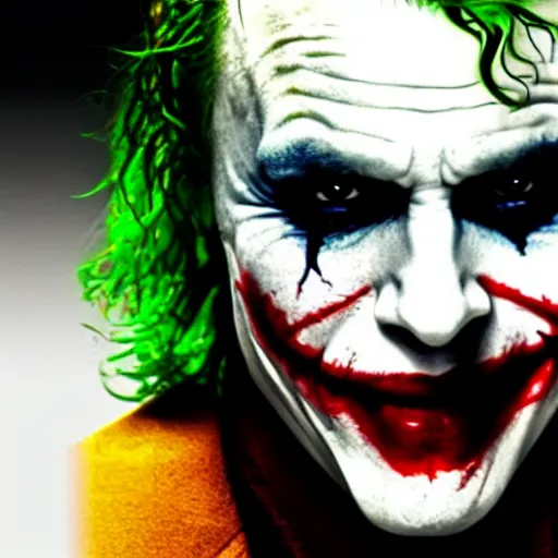 Prompt: heath ledger joker smiling, centered, high resolution