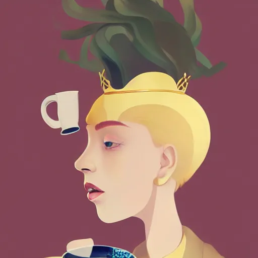 Image similar to a king drinking a cup of tea by hsaio ron cheng, trending on artstation, 8 k, highly detailed, digital painting