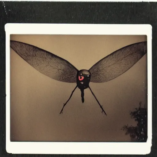 Image similar to Polaroid photo of Mothman