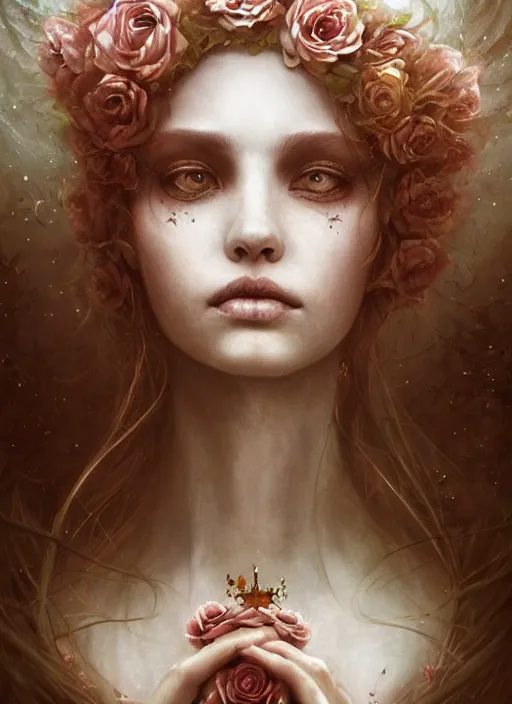 Prompt: a gorgeous flower princess portrait by Seb McKinnon and WLOP, artgerm , 4k render, ultra realistic, mystical, ominous, cgsociety